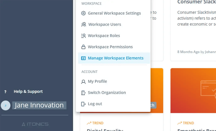 Manage workspace elements